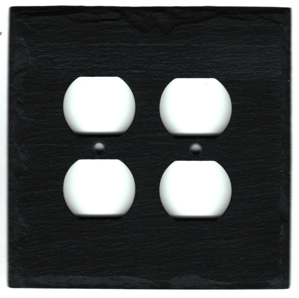 Black Slate Double Outlet Cover