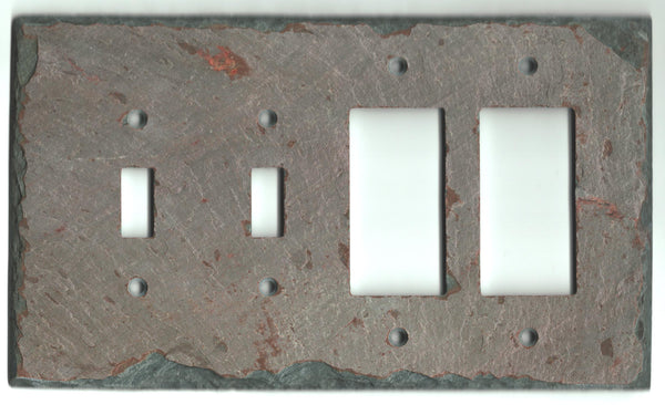 Double Switch Double GFI gray slate plate cover