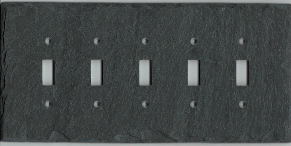 5 gang gray slate wall plate
